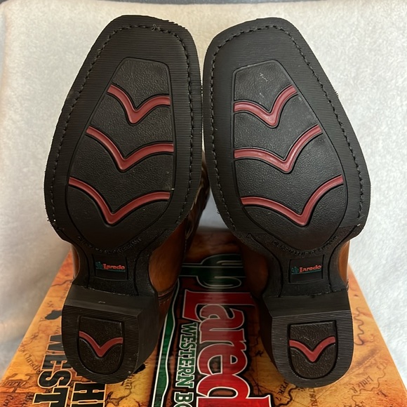 NEW MENS LAREDO 12” Emporia Cowboy Boots Leather Square Toe 8 1/2 EW Dark Brown - Picture 4 of 9